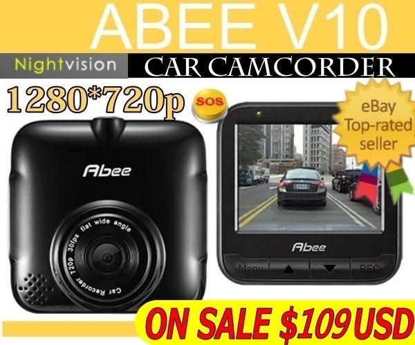 New abee v10 car dvr camcorder recorder 720hd 2.4 screen 120 wide/g-sensor/sale!