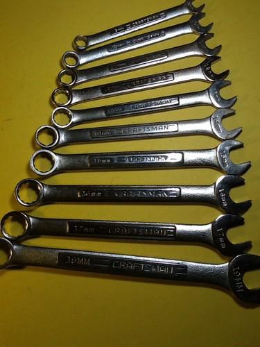 Craftsman combination wrenches -- metric 9-19mm   10 wrenches