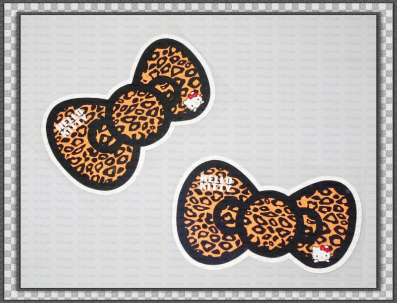 Hello kitty bow logo decal sticker 2 pieces leopard 