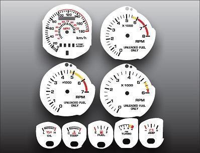 1983-1986 ford mustang metric kph kmh instrument cluster white face gauges