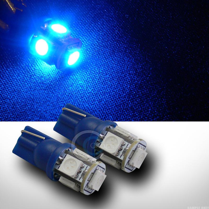 2x super blue t10 wedge base 5x 5050 smd led parking/turn signal/tail light bulb