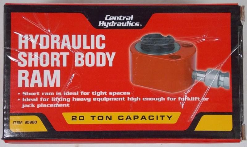 Central hydraulics 95980 short body ram 20 ton capacity 2" diameter 11 mm travel