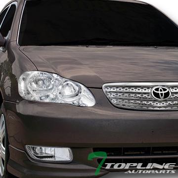 Chrome head lights lamps dy w/sport front bumper grill grille 2003-2004 corolla