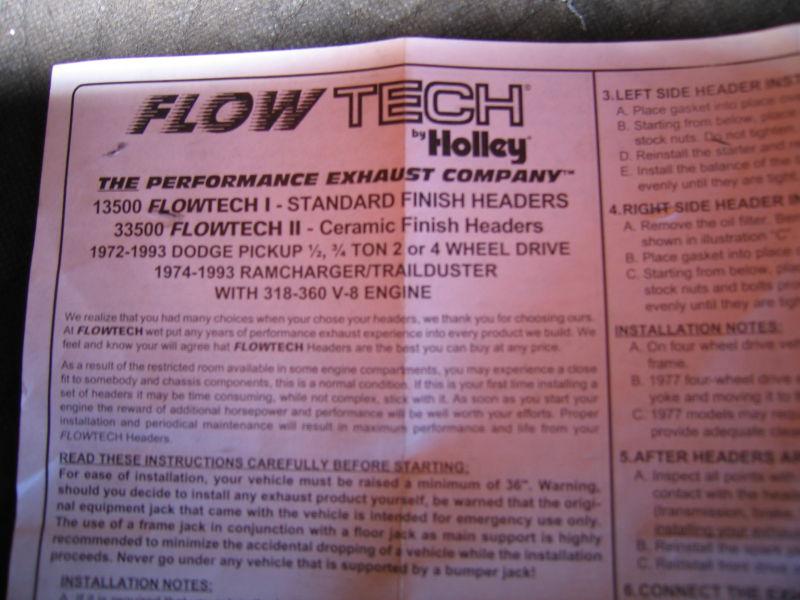dodge pu 1972-1993/ramcharger 74-93 4wd headers. flow tech 13500FLT BLACK PAINT, US $100.00, image 3