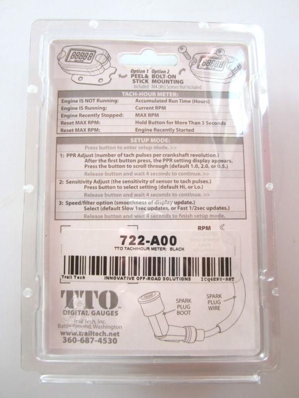 Sell Trail Tech TTO TachHour Meter Black Computer Digital Gauge Fits