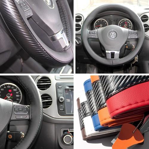 Leather steering wheel wrap cover 47007cf black hummer fiat car needle thread