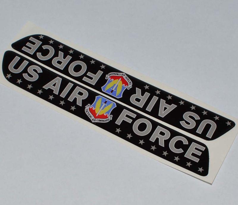 2 black "air force tactical comand" saddlebag latch reflector decals for harley 