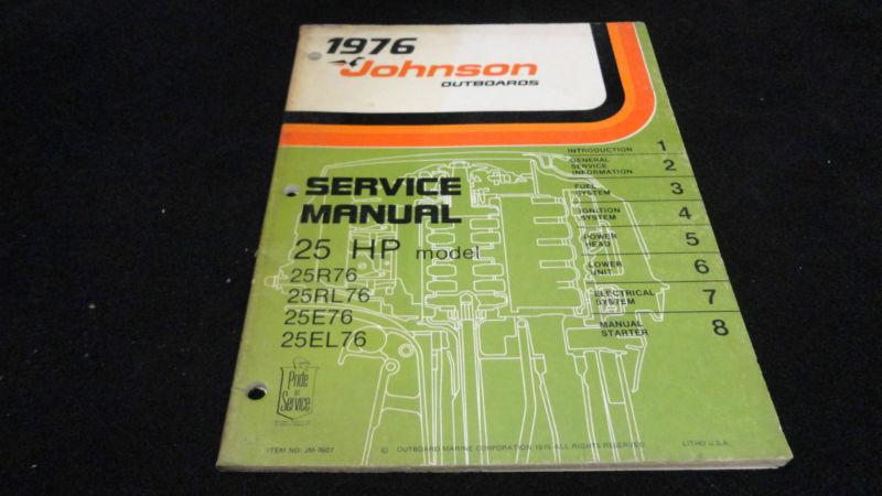 #7607 1976 johnson 25hp models service manual outboard motor engine 