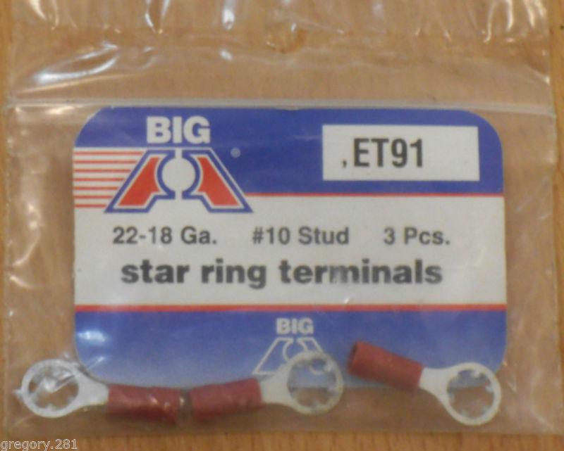 Standard brand et91 three (3) star ring terminals 22-18 ga. #10 stud new!