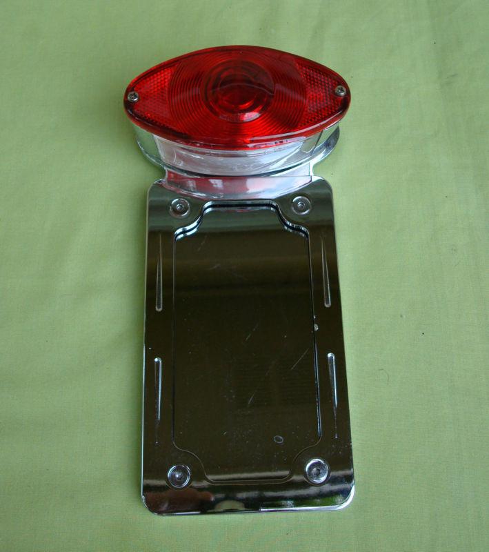 Billet aluminum cateye tail light brake light w/ licence plate mt.  harley chop
