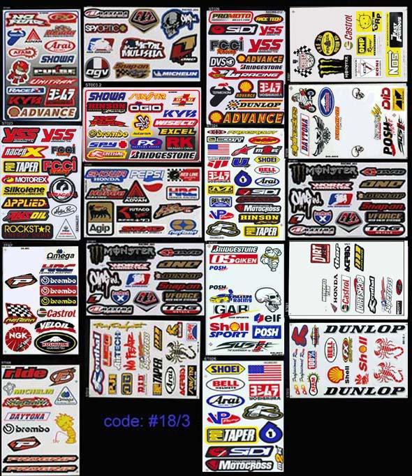 18 x motocross moto-gp atv helmet racing dirt bike car sketboard stickers #3