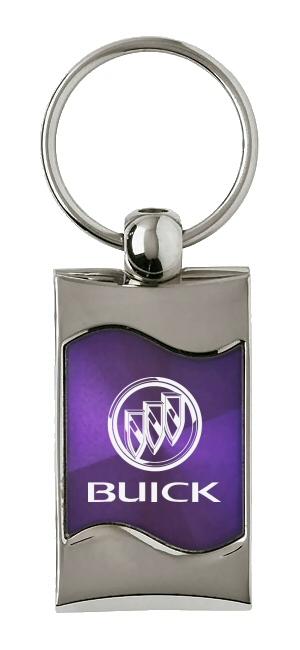 Buick purple rectangular wave metal key chain ring tag key fob logo lanyard