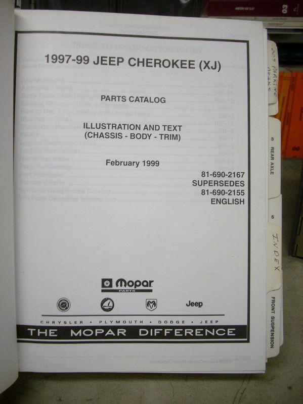 Sell 1997 1998 1999 97 98 Jeep Cherokee Dealer Dealership Parts Book