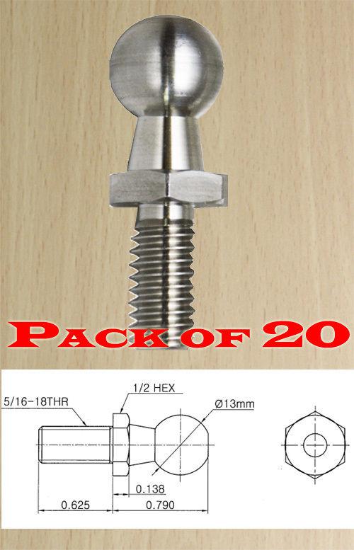 Sell Ball Studs 13mm=(1/2") 5/16 X 18 S316 Stainless 20 Pack in San