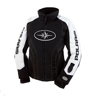 Polaris womens diva snowmobile jacket l black & white- free shipping 