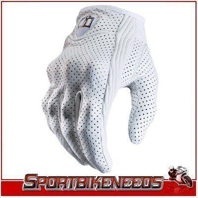 Icon pursuit white leather womens gloves medium md