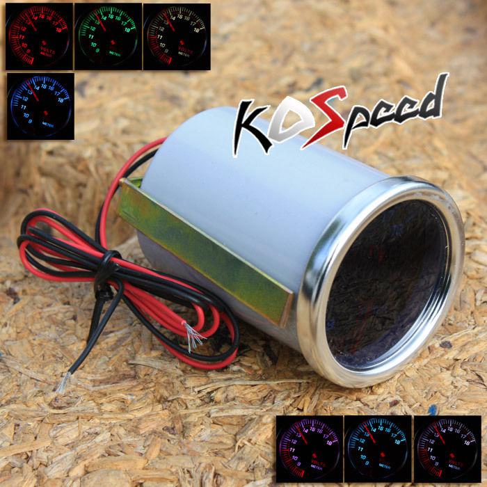 Universal 7 color 2"/52mm volt voltage led display gauge/meter smoke/tint lens