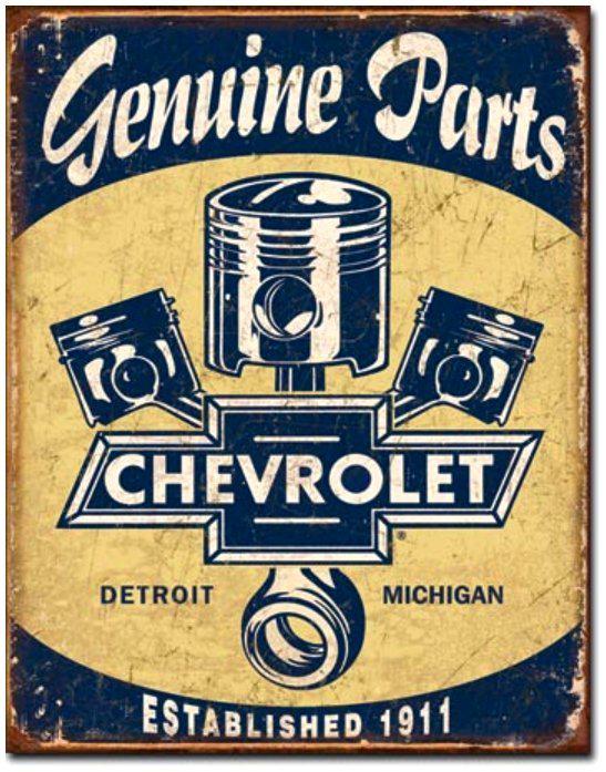 Vintage style genuine chevrolet parts car tin sign auto garage mechanic 1911