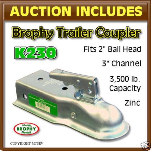 Trailer tongue coupler 2" ball x 3" channel 3500 rated
