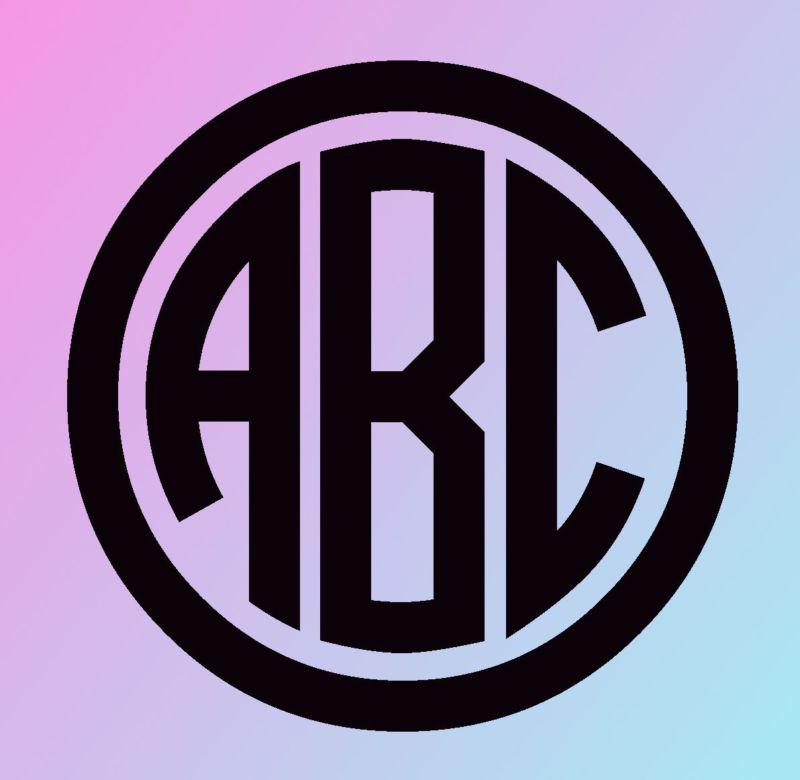 3" monogram decal - car wall laptop personalize initials preppy sticker circle