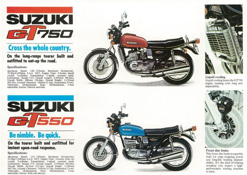 SUZUKI Brochure GT750 GT550 GT500 GT380 GT250 GT185 GT125 1977 Catalog REPRO 