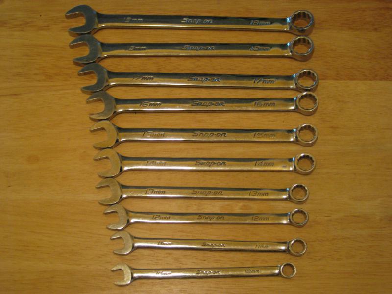 Snap on 10 pc 12 pt. metric combination wrench set 10-19mm 