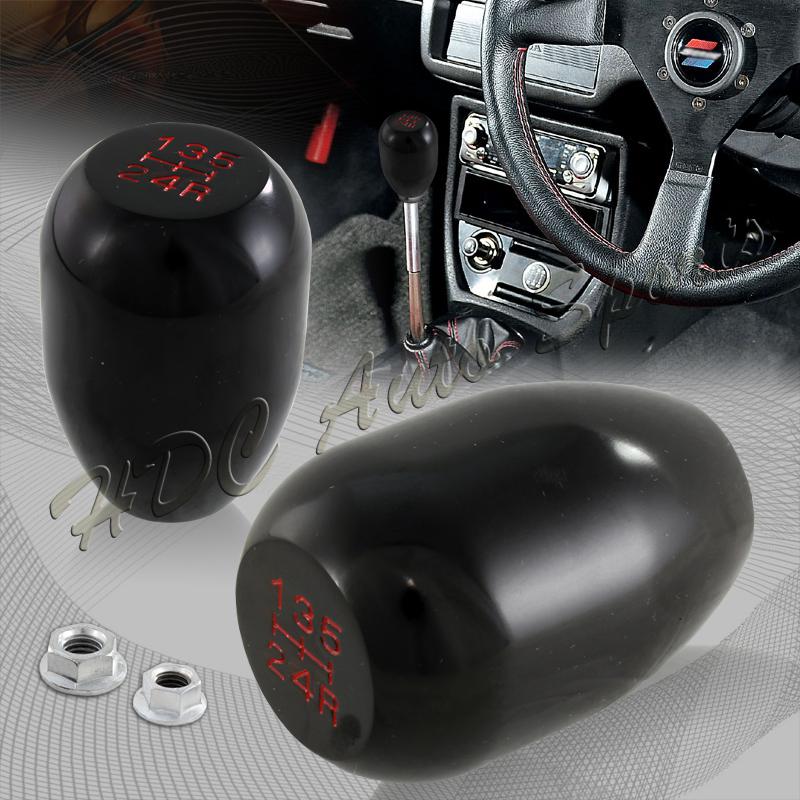 Universal black 5-speed manual aluminum gear stick shift shifter screw on knob
