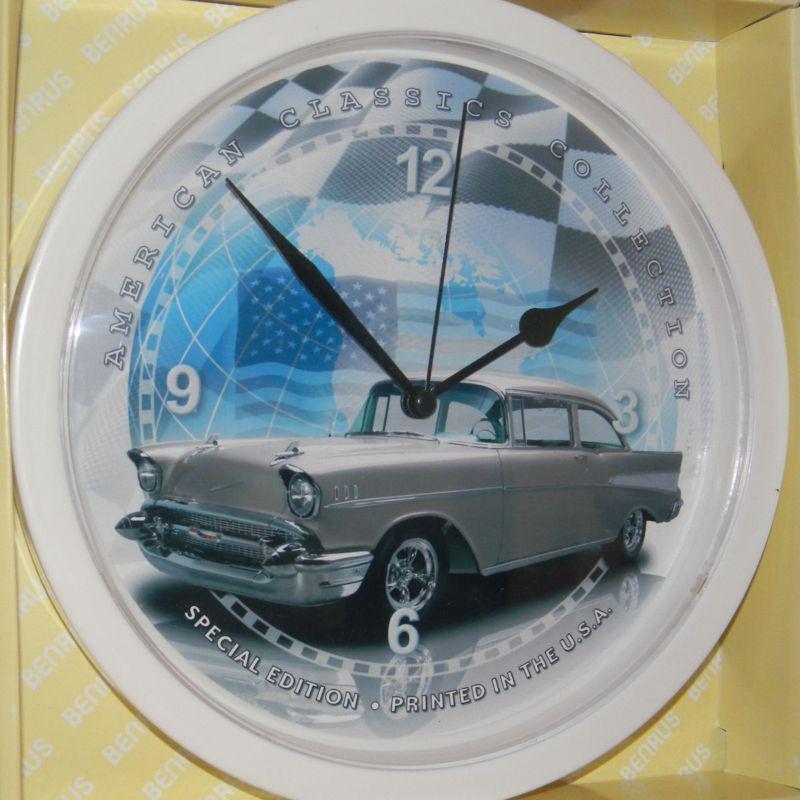 1957 chevrolet 210 decorative 10 inch wall clock - white frame #501sd