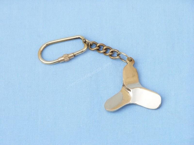 Nautical keyring solid brass 5" titanic propeller keychain - decorative key ring