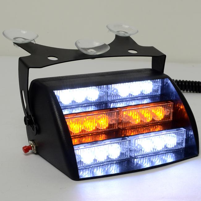 Purchase 18 LEDS AMBER + WHITE EMERGENCY GRILLE WINDOW DASHBOARD STROBE