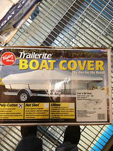 Taylor made offshore fishing boat cover,21.5'-22.4'l-102"beam-outboard,grey poly