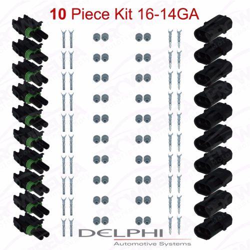 Delphi weather pack 2 pin sealed connector kit 16-14 ga !!!10 complete kits!!