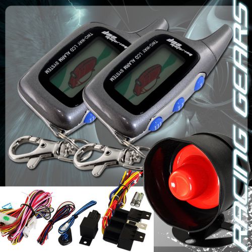 2 way engine start anti theft lcd gray remote controller siren alarm system kit