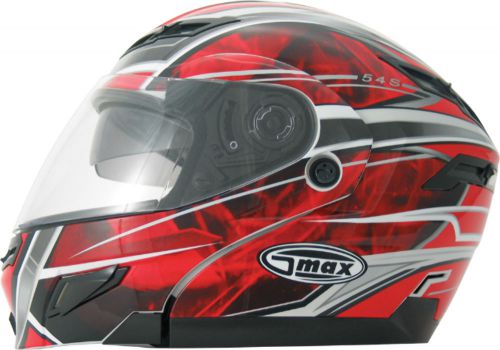 Gmax gm54s modular helmet red/white/silver - extra small