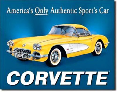 1958 chevrolet corvette "america's only" metal sign