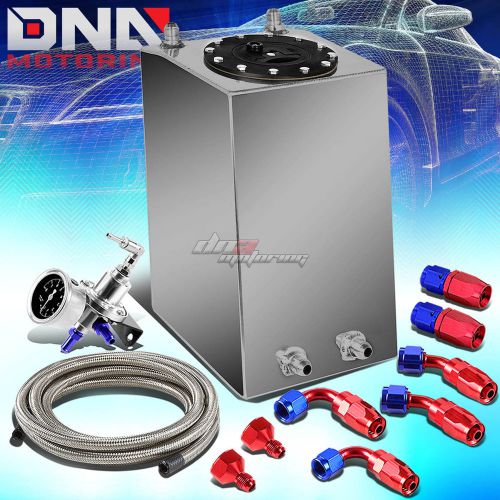 3 gallon polished aluminum fuel oil tank+cap+steel line kit+pressure regulator