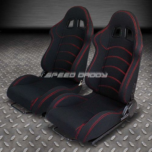 1 pair universal light fully reclinable racing woven seats+slider type f1 black