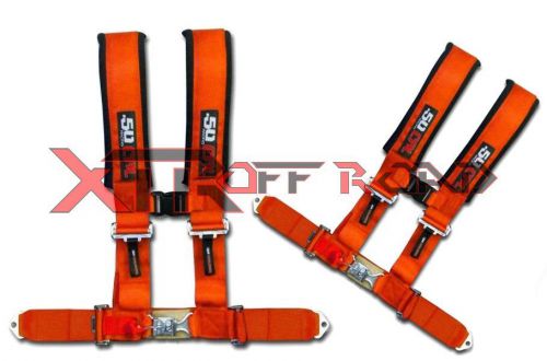 Xtr off-road products,(2) 50 caliber racing 2&#034; 4 point harness bundle - orange