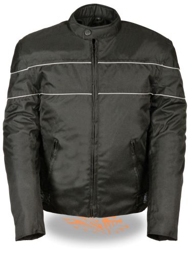 Men's motorcycle scooter vented textile jacket w/reflective piping gun pocket