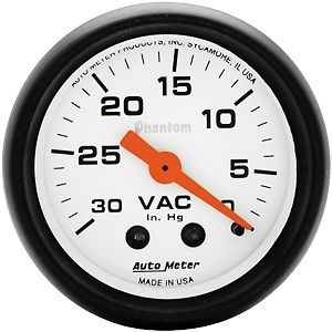 Auto meter 5784 phantom series gauge  2&#034; vacuum (30&#034; hg)  mechanical