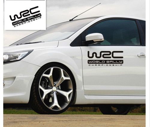 2pcs black wrc world rally 11.8" auto waist line reflect light decals stickers