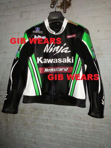 Kawasaki ninja tom sykes jacket motorbike /motorcycle real leather racing jacket