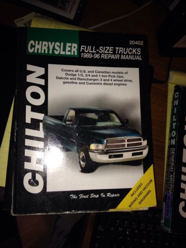 Dodge 1/2,3/4.1 ton pickup,dakota,ramcharger,2 &amp; 4wd 1989-96 repair manual