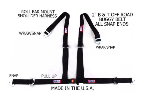 Rjs racing 2" buggy off road seat belt 4 point roll bar black 50521-14-cse