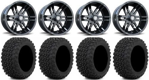 Fairway alloys flex blk golf wheels 14&#034; 23x10-14 xt trail tires ez-go &amp; club car