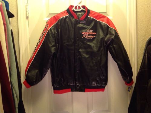 Steve &amp; barry's chevrolet chevy racing faux leather jacket sz youth medium