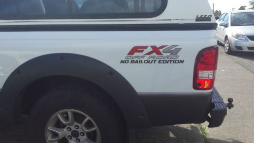 2 x decal - no bailout edition -ford ( white background, with black letters )