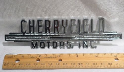 1970s cherryfield motors inc chrome metal ford emblem new unused old stock