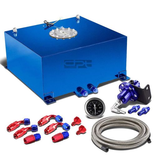 15.5 gallon/58l aluminum fuel cell tank+oil feed line+pressure regulator blue