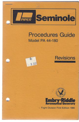 Piper seminole procedures guide model pa 44-180 revisions p/b booklet 1980